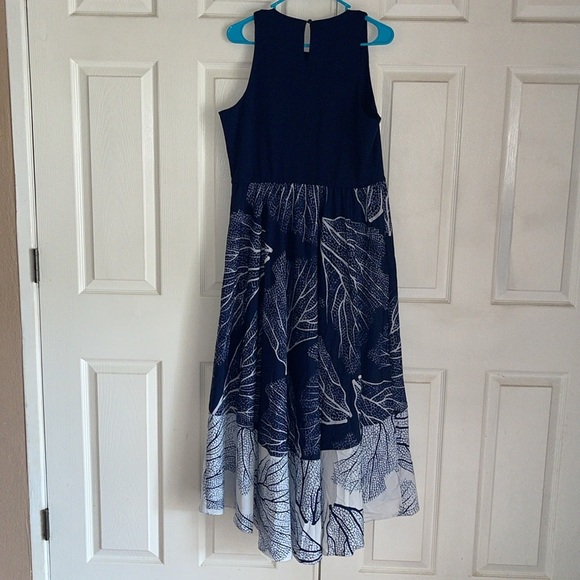 Hutch Blue And White Fan Coral Print Altana 2fer Knit Maxi Dress - Picture 5 of 9